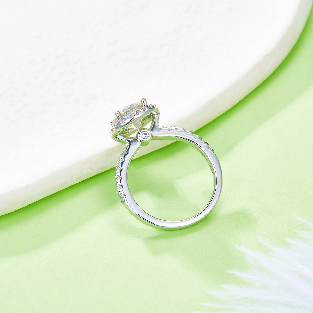 1/2/3ct Moissanite Side Stone Halo Ring - Image 5