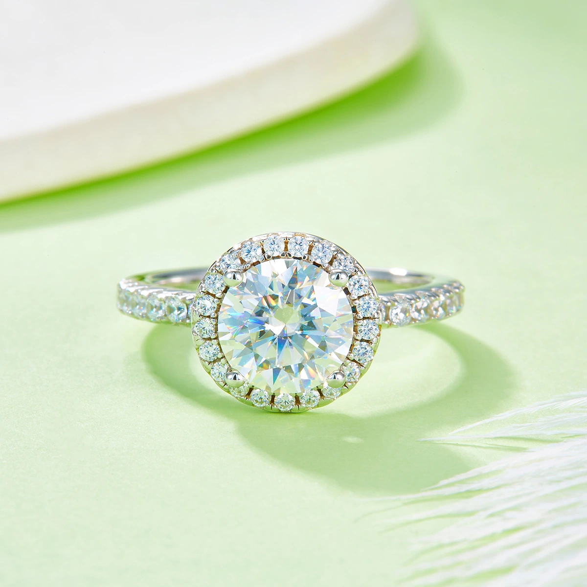 1/2/3ct Moissanite Side Stone Halo Ring - Image 4