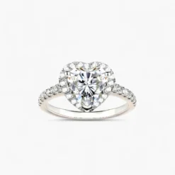 1ct Heart Moissanite Halo Ring
