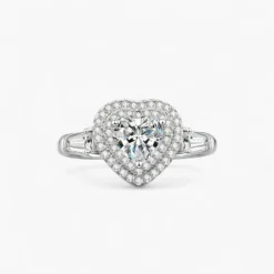 1ct Heart Moissanite Halo Ring