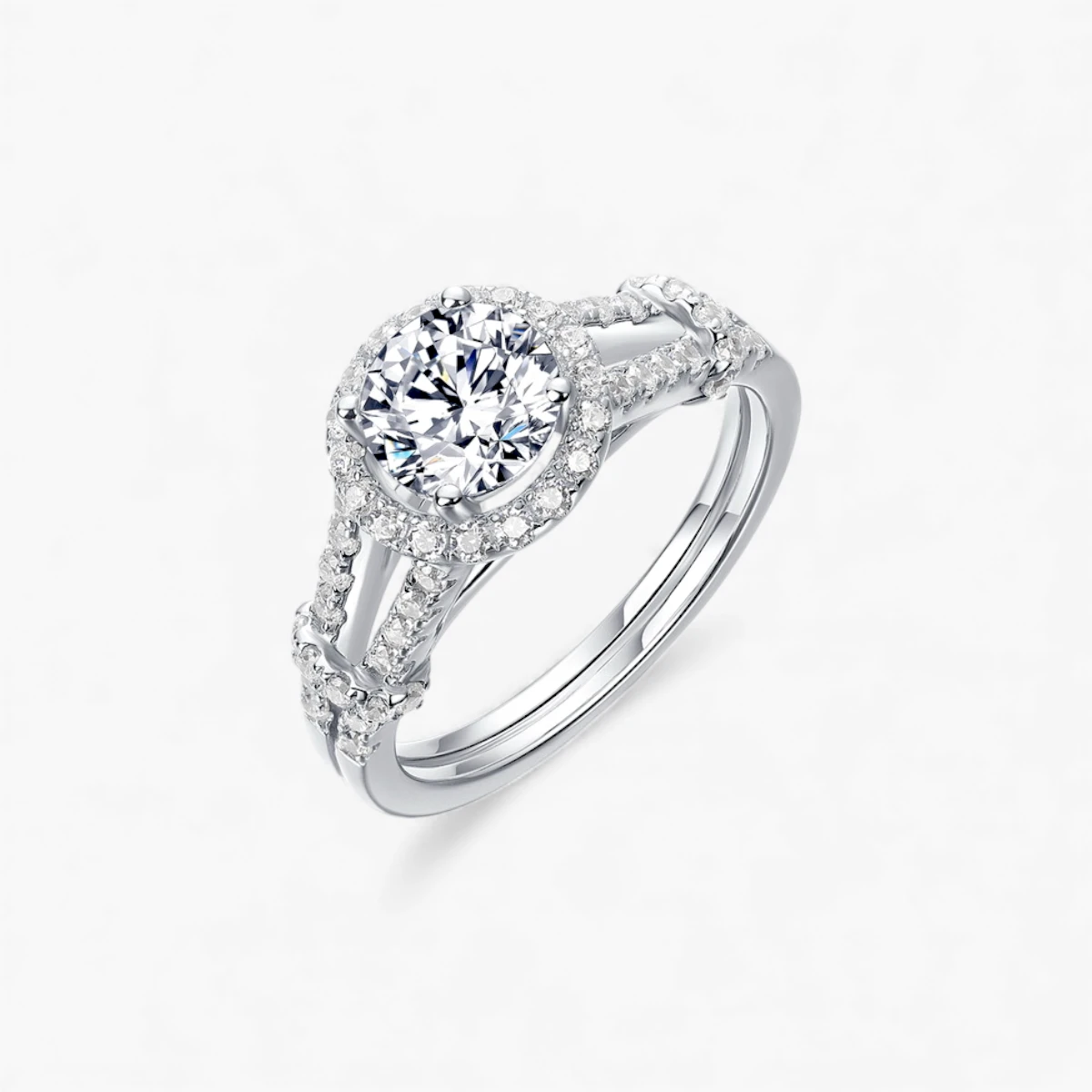 1ct Moissanite Halo Nesting Ring