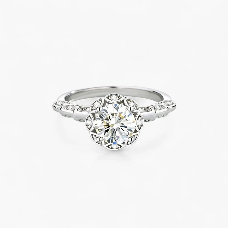 1ct Moissanite Hidden Halo Ring