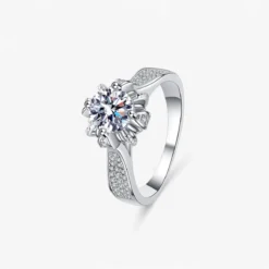 1ct Moissanite Pave Cluster Ring