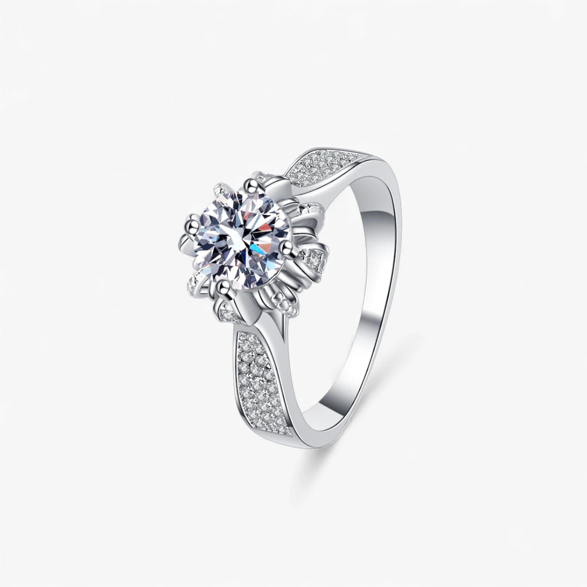 1ct Moissanite Pave Cluster Ring