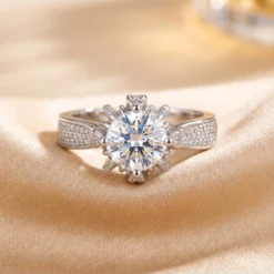 Alternative view of 1ct Moissanite Pave Cluster Ring