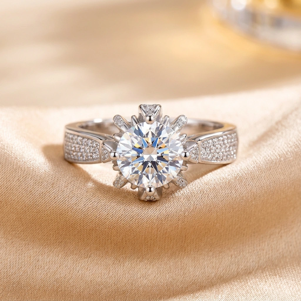 1ct Moissanite Pave Cluster Ring - Image 2