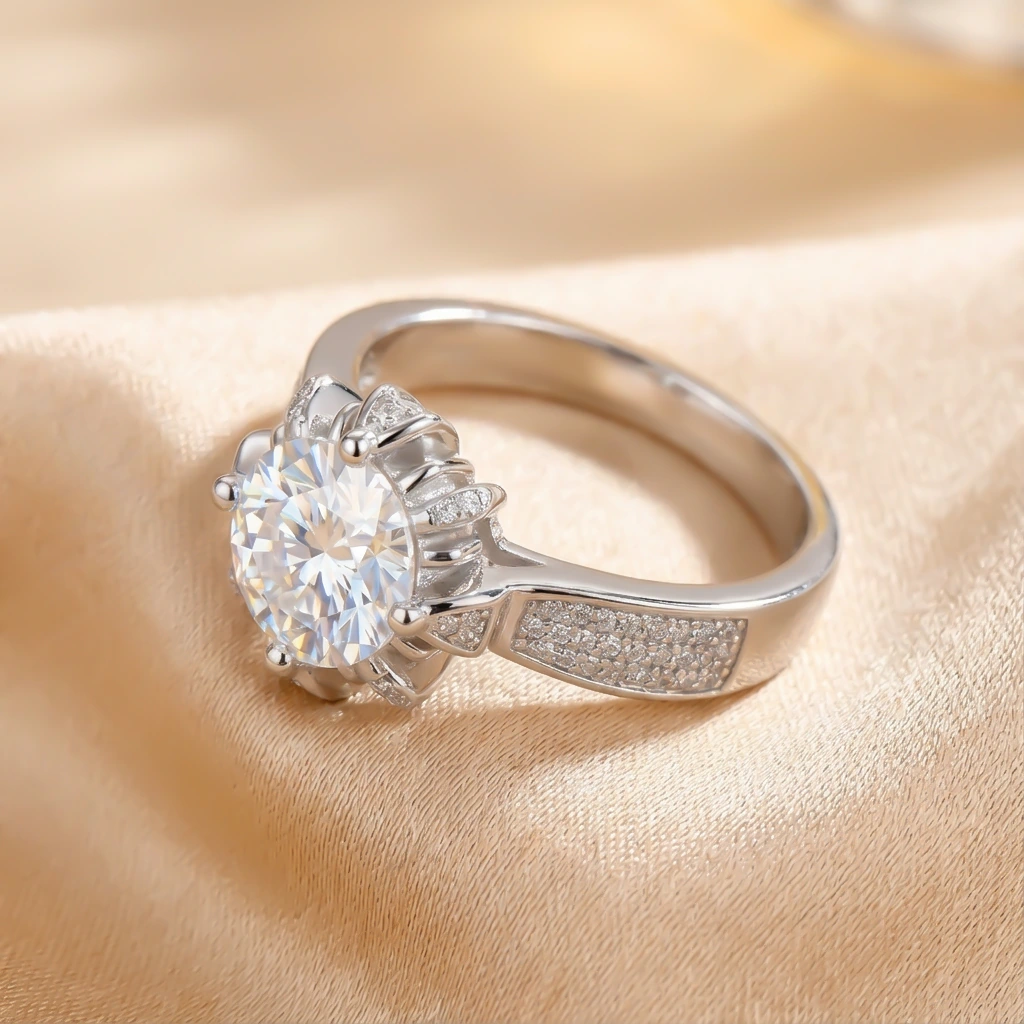 1ct Moissanite Pave Cluster Ring - Image 3