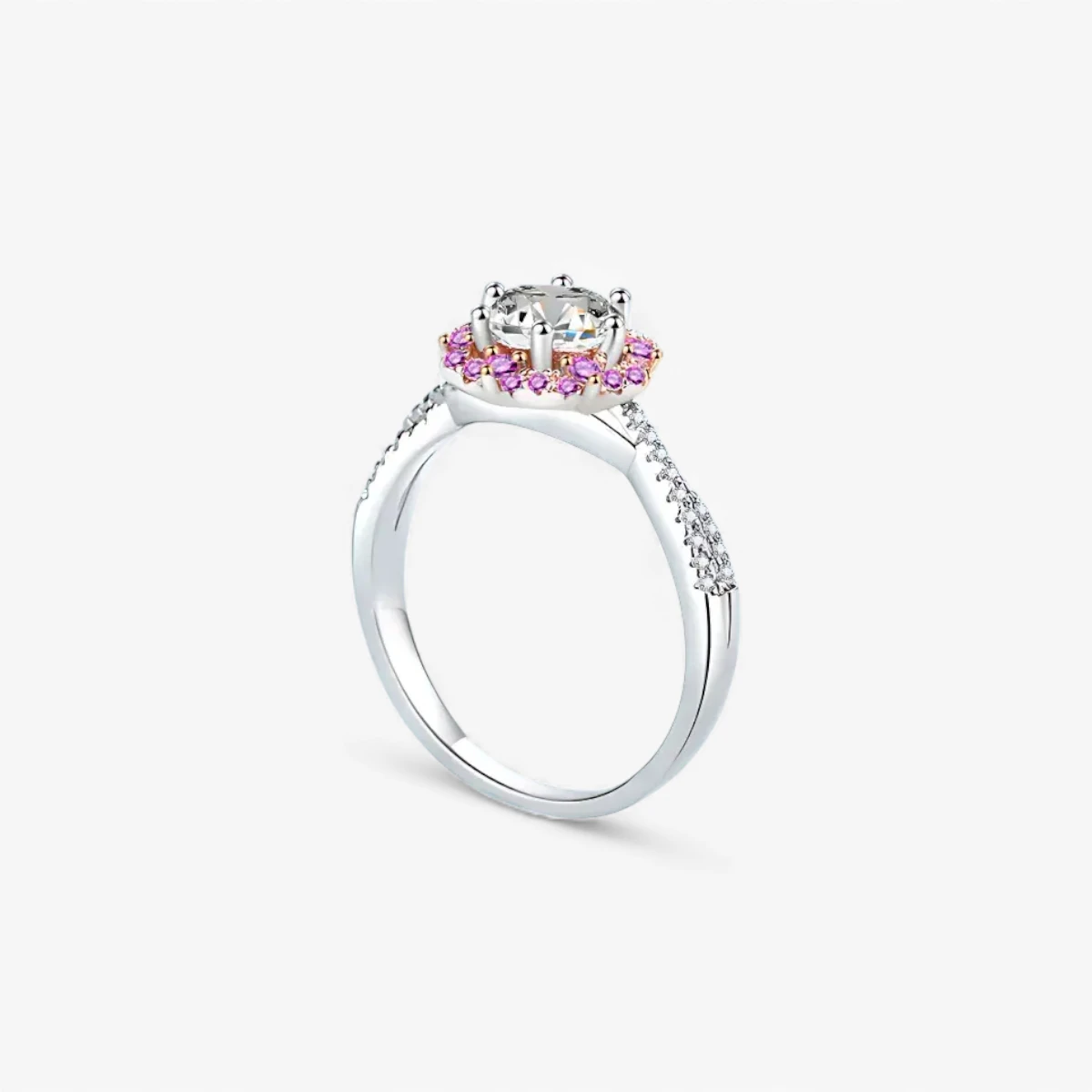 1ct Moissanite Pink Flower Ring - Image 4