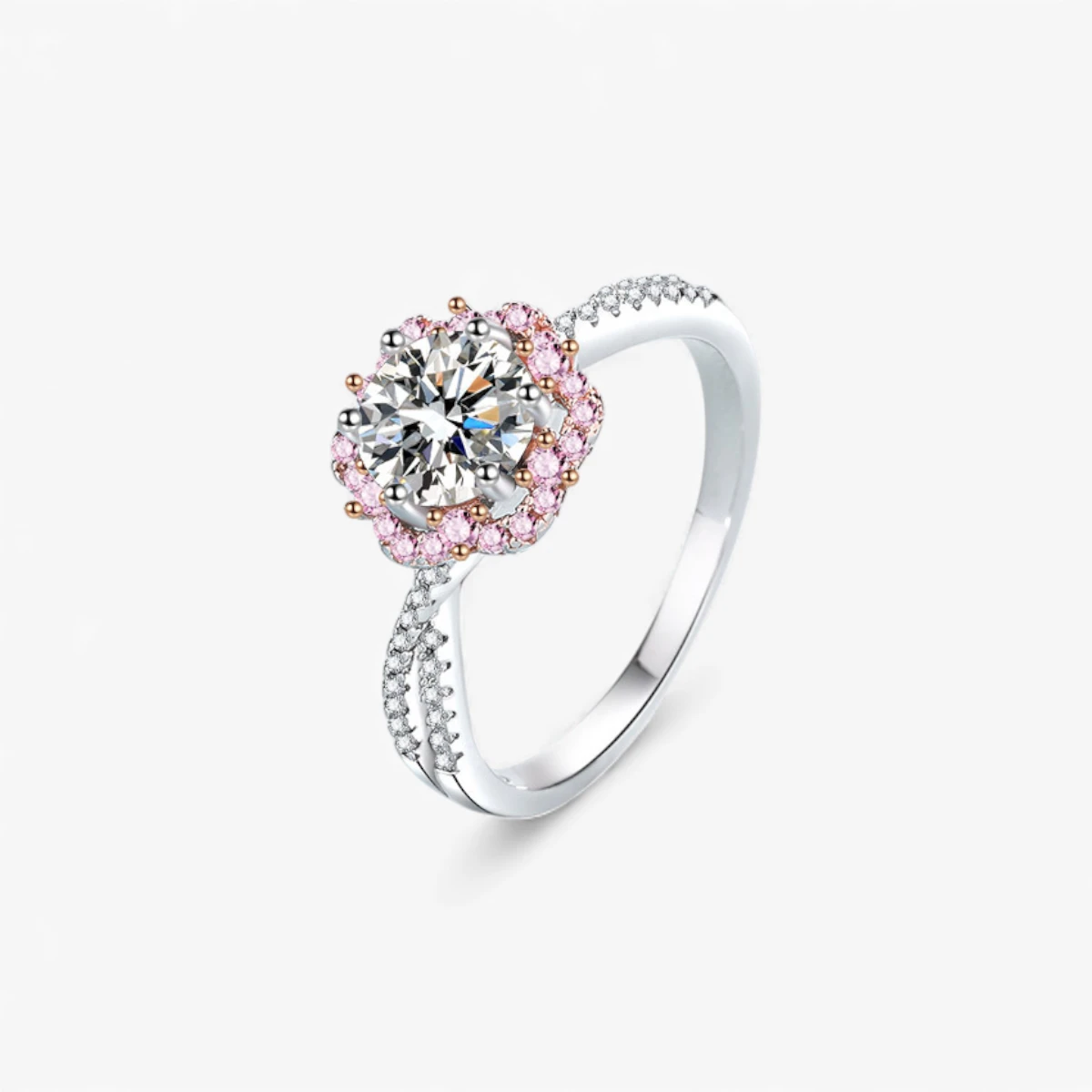 1ct Moissanite Pink Flower Ring - Image 3