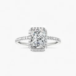 1ct Moissanite Radiant Cut Halo Ring