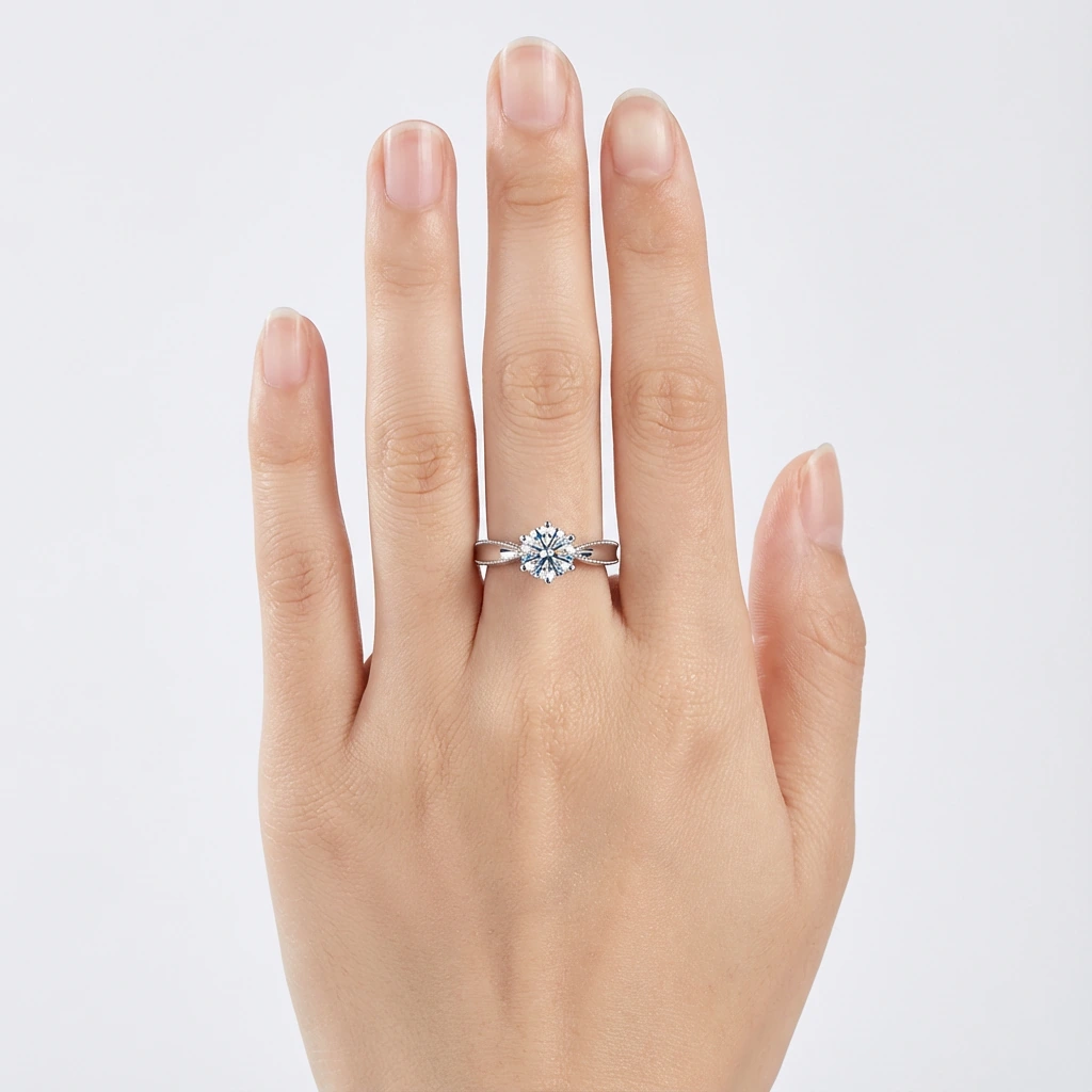 1ct Moissanite Ribbon Solitaire Ring - Image 2