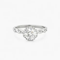 1ct Moissanite Twist Side Stone Ring