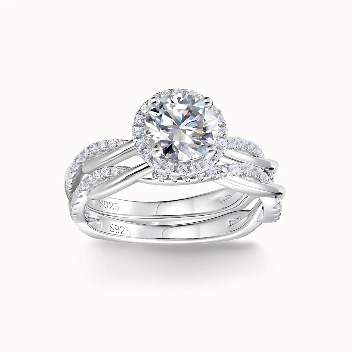 1ct Moissanite Twist Stackable Ring