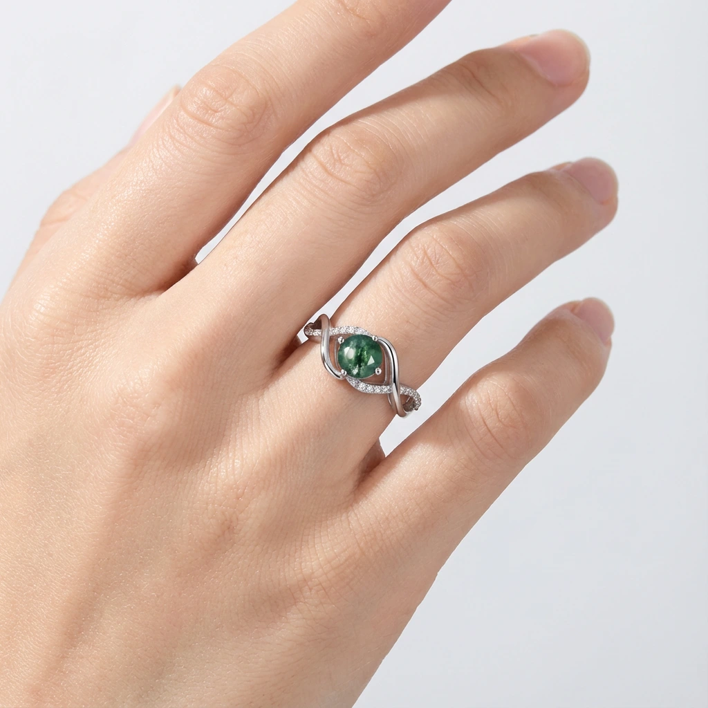 1ct Moss Agate Gemstone Ring - Image 2