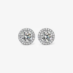 1ct Round Sterling Silver Moissanite Studs