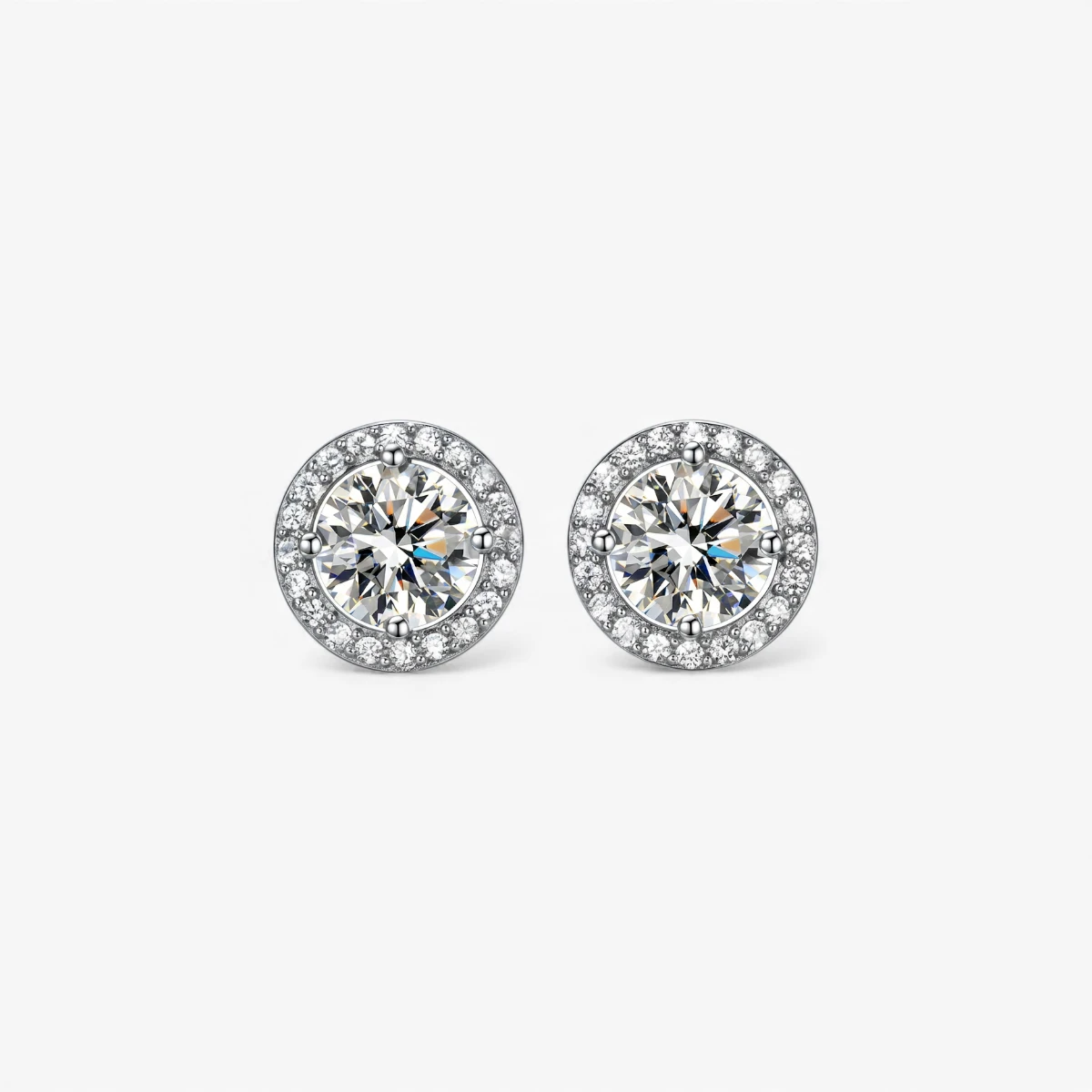1ct Round Sterling Silver Moissanite Studs
