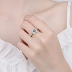 Alternative view of 1ct Moissante Wavy Halo Ring