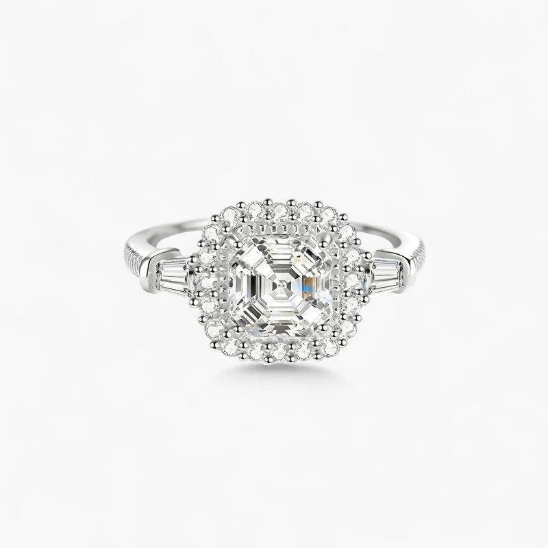 2ct Princess Moissanite Proposal Halo Ring