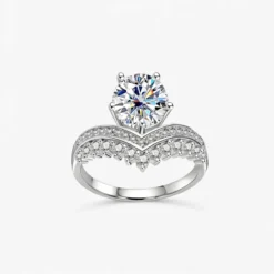 2ct Round Moissanite Lace Ring
