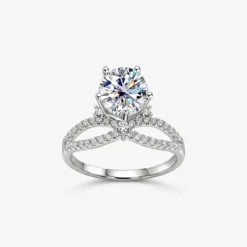 2ct Round Moissanite Side Glimmer Ring
