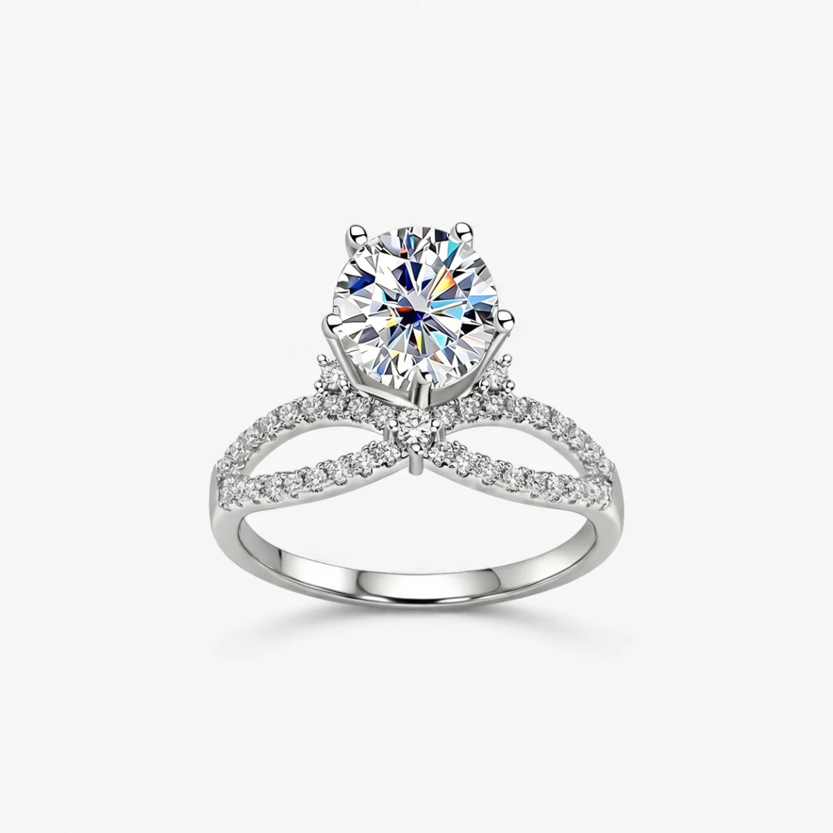 2ct Round Moissanite Side Glimmer Ring