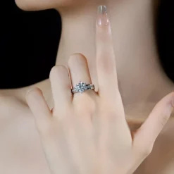 Alternative view of 5Ct Moissanite Side Stone Ring