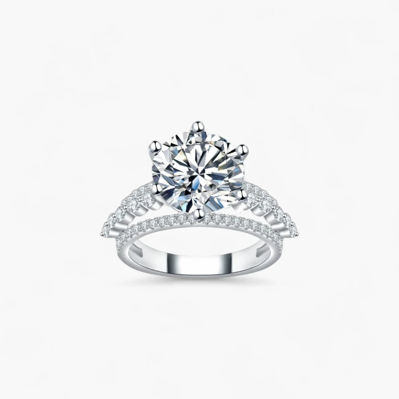 5ct Round Cut Moissanite Ballerina Ring