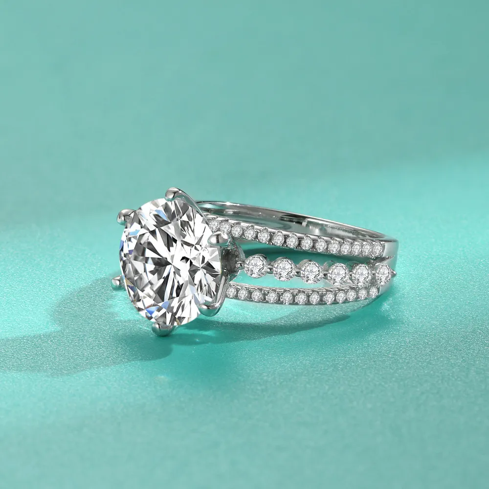 5ct Round Cut Moissanite Ballerina Ring - Image 4