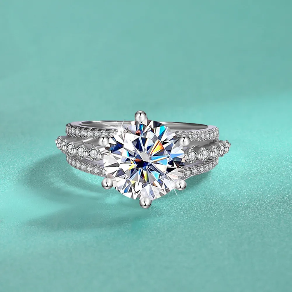 5ct Round Cut Moissanite Ballerina Ring - Image 6