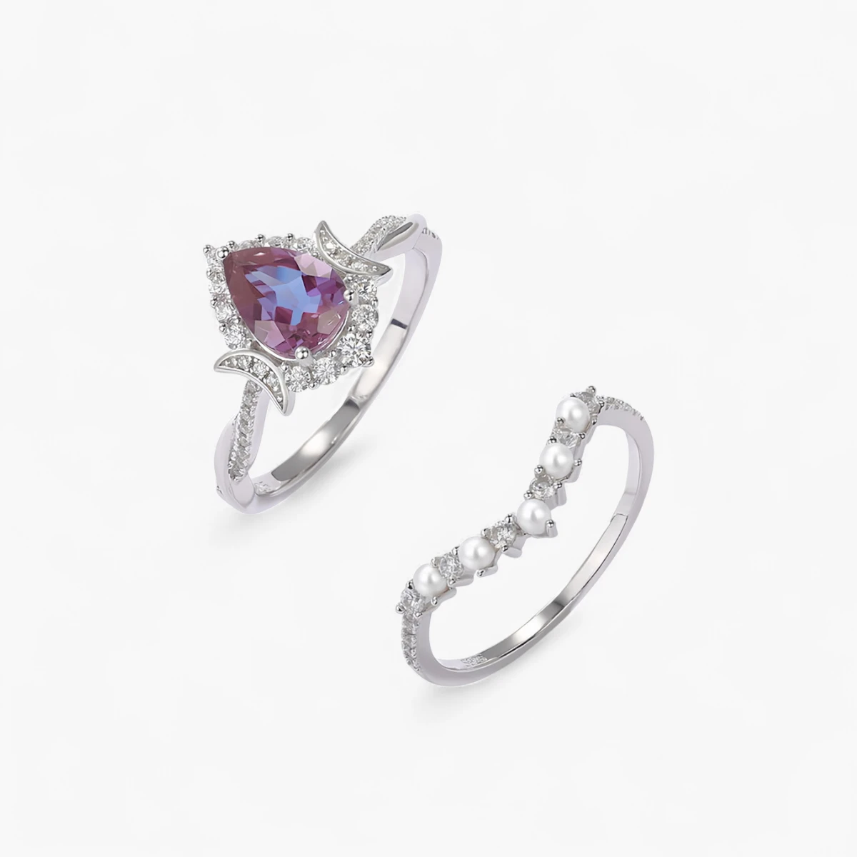 Pear Alexandrite Stacking Ring - Image 3