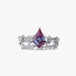 Alexandrite Diamond Stackable Ring