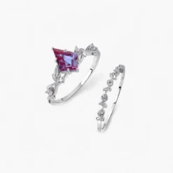 Alternative view of Alexandrite Diamond Stackable Ring