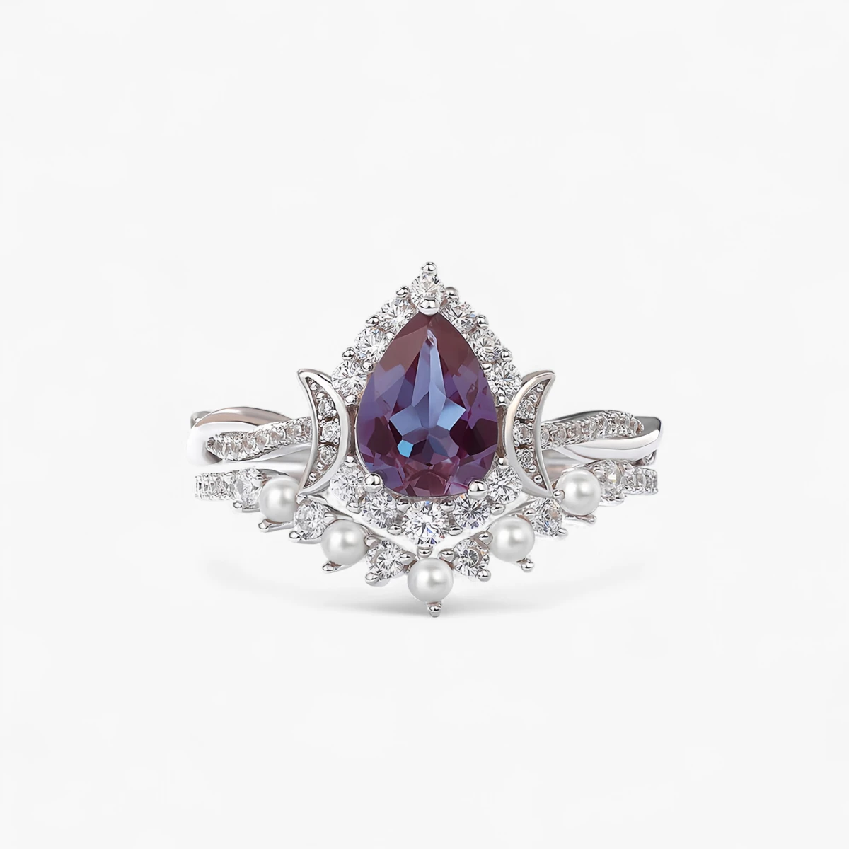 Pear Alexandrite Stacking Ring - Image 4