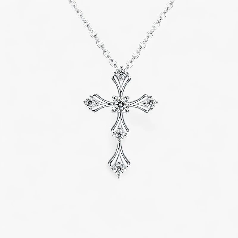 Cross Moissanite Necklace