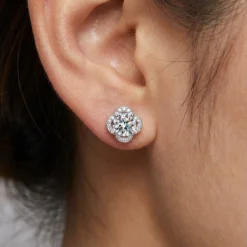 Alternative view of PERMTOYA Four Leaf Clover Moissanite Studs