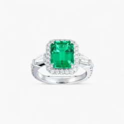 Emerald Cut Green Moissanite Ring