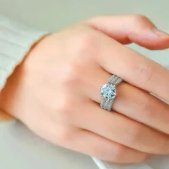 Alternative view of 3ct|5ct Moissanite Pave Intricate Ring