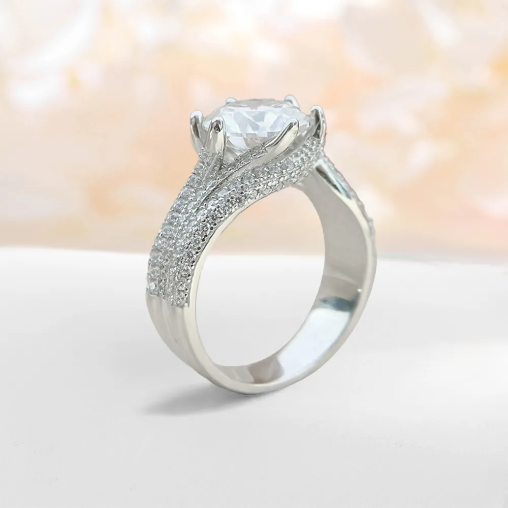 3ct|5ct Moissanite Pave Intricate Ring - Image 4