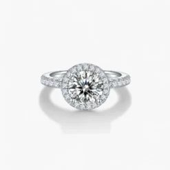 1/2/3ct Moissanite Side Stone Halo Ring
