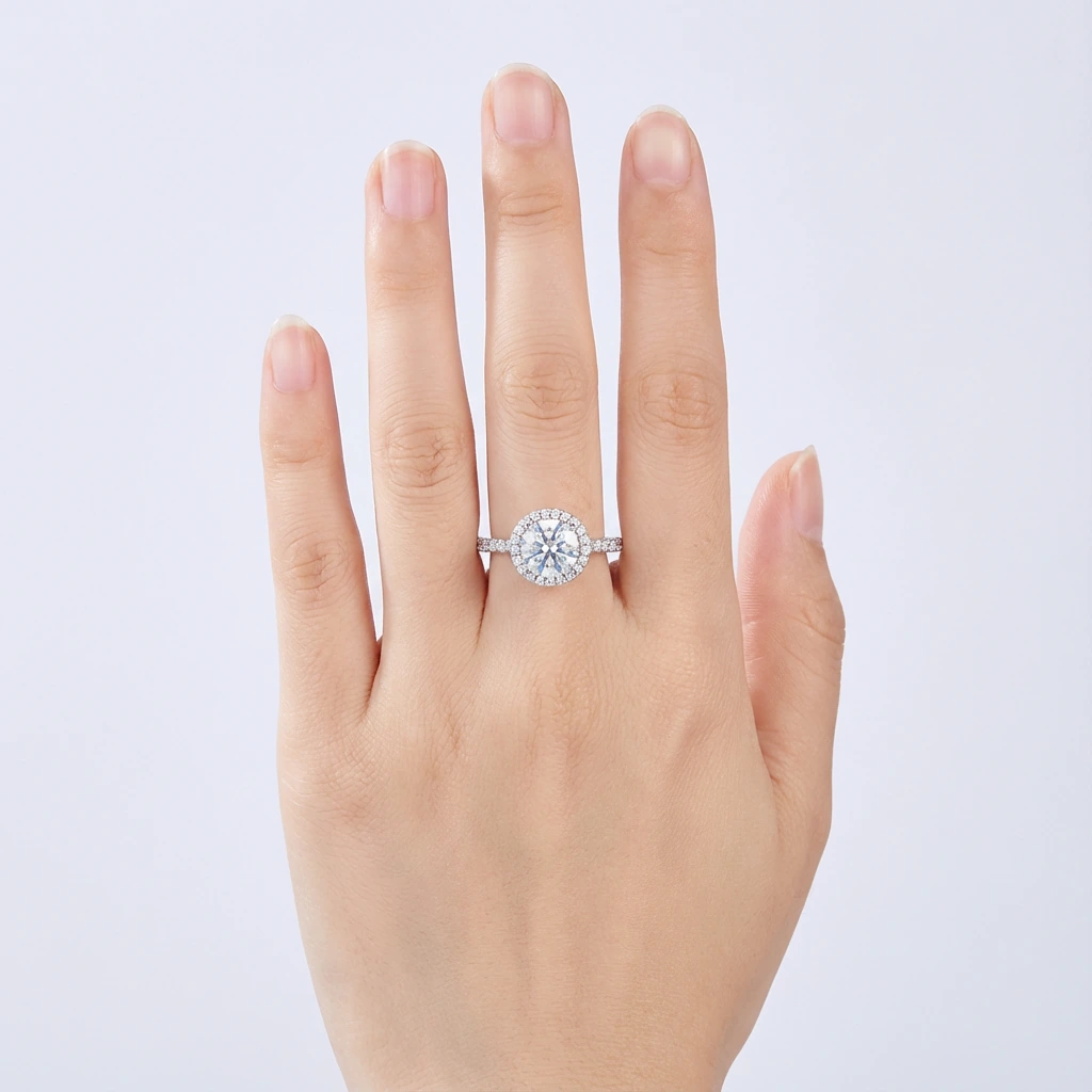 1/2/3ct Moissanite Side Stone Halo Ring - Image 2