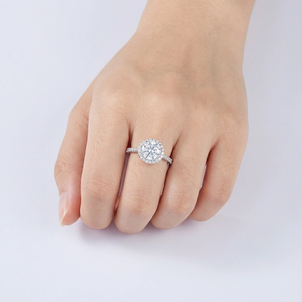 1/2/3ct Moissanite Side Stone Halo Ring - Image 3