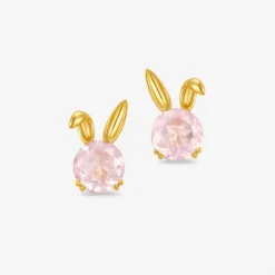 Natural Pink Crystal Rabbit Studs
