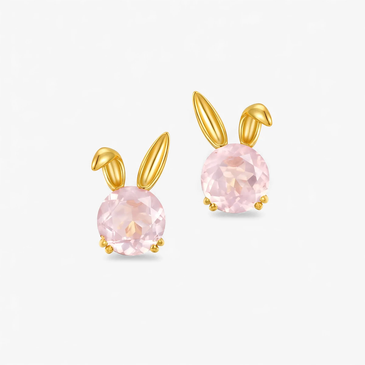 Natural Pink Crystal Rabbit Studs