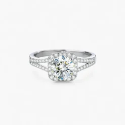 1ct Moissanite Split Shank Halo Ring
