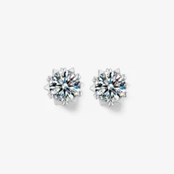 Snowflake Moissanite Studs
