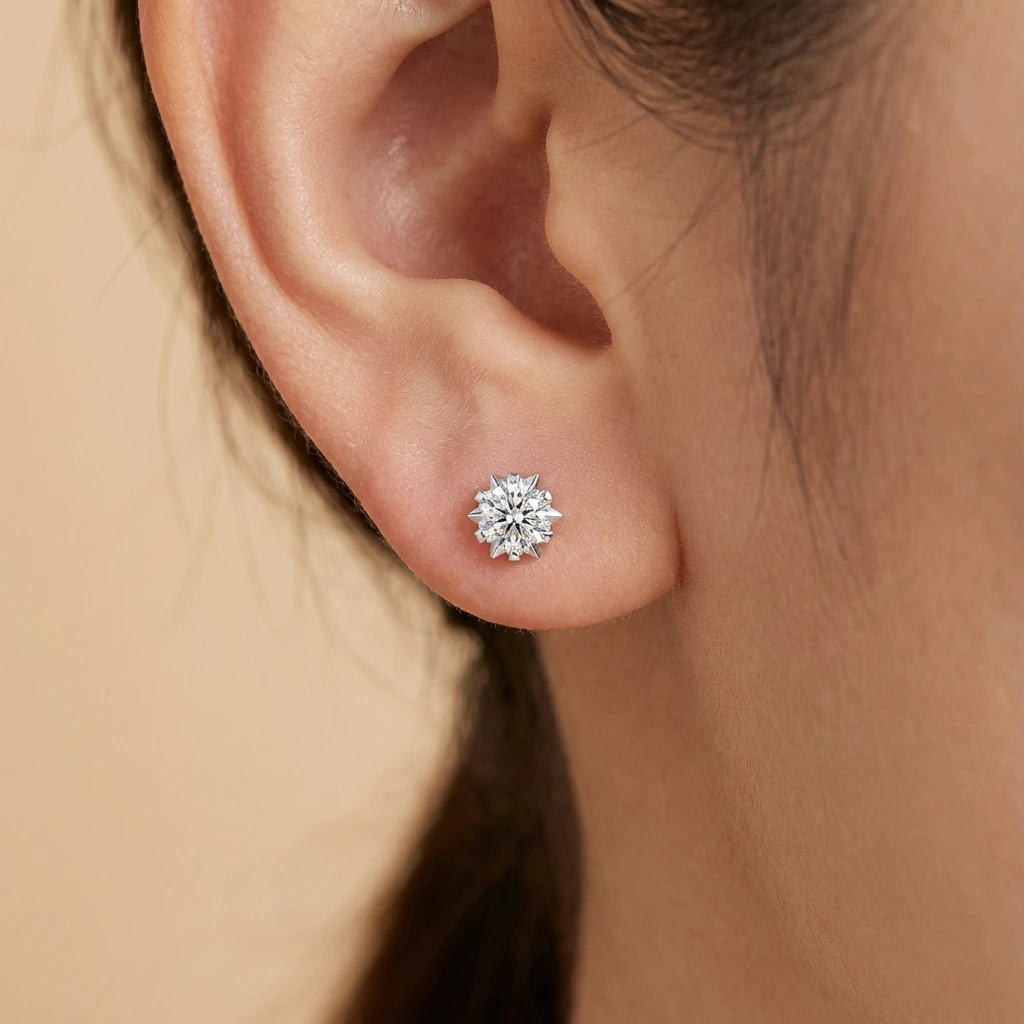 Snowflake Moissanite Studs - Image 2
