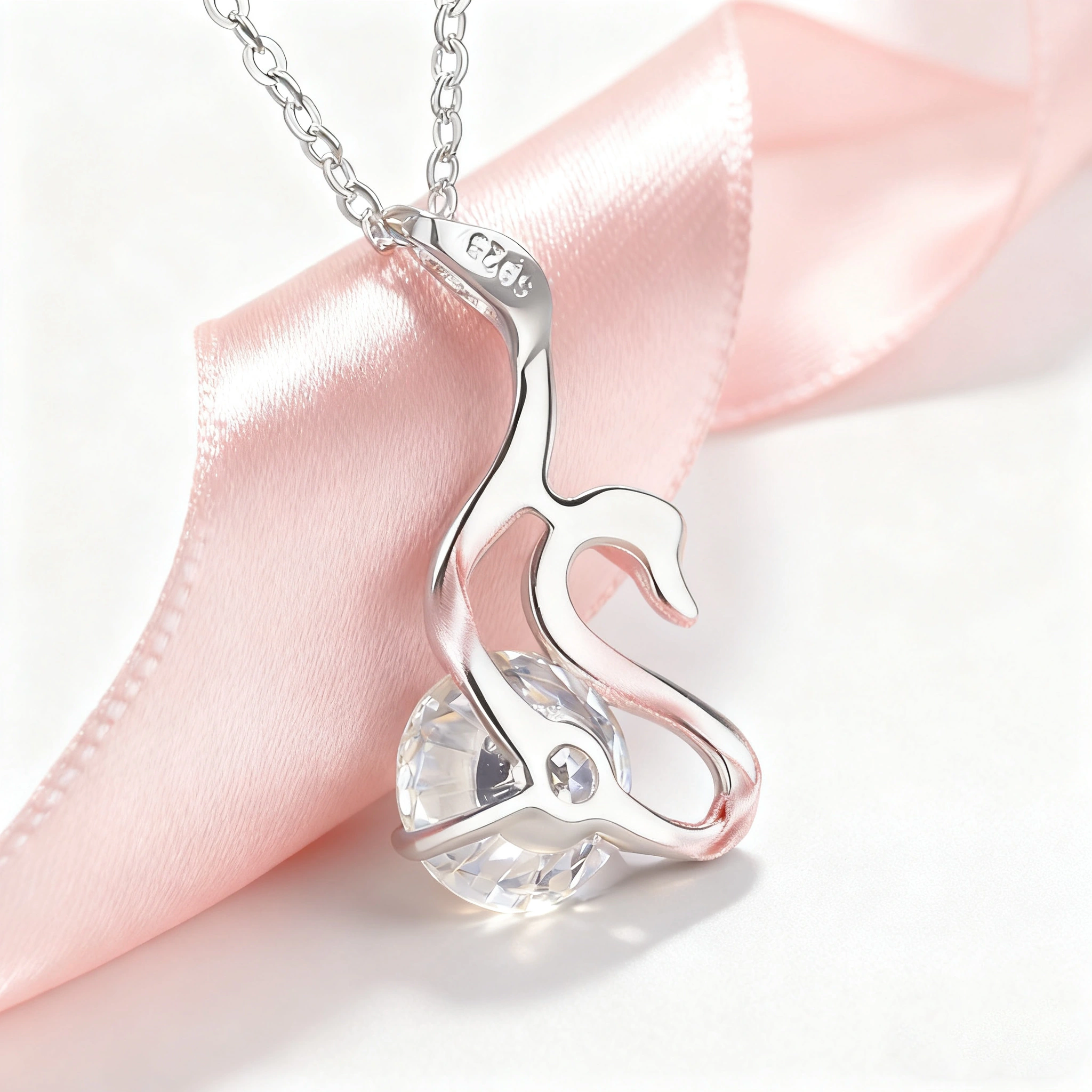Swan Moissanite Silver Necklace - Image 3