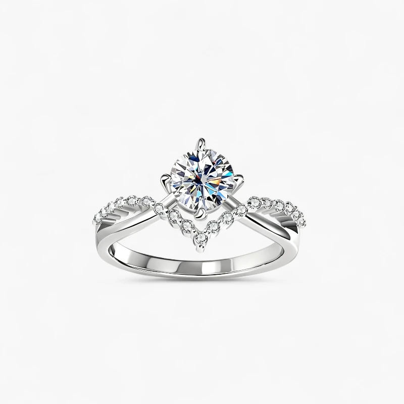 1ct Moissanite Twist Shank Round Cut Ring
