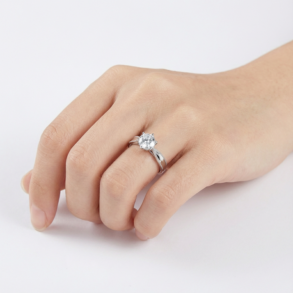 1ct Moissanite Ribbon Solitaire Ring - Image 3