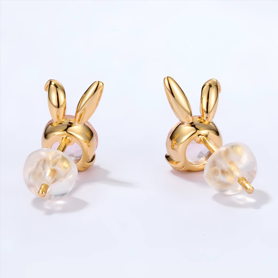 Natural Pink Crystal Rabbit Studs - Image 3